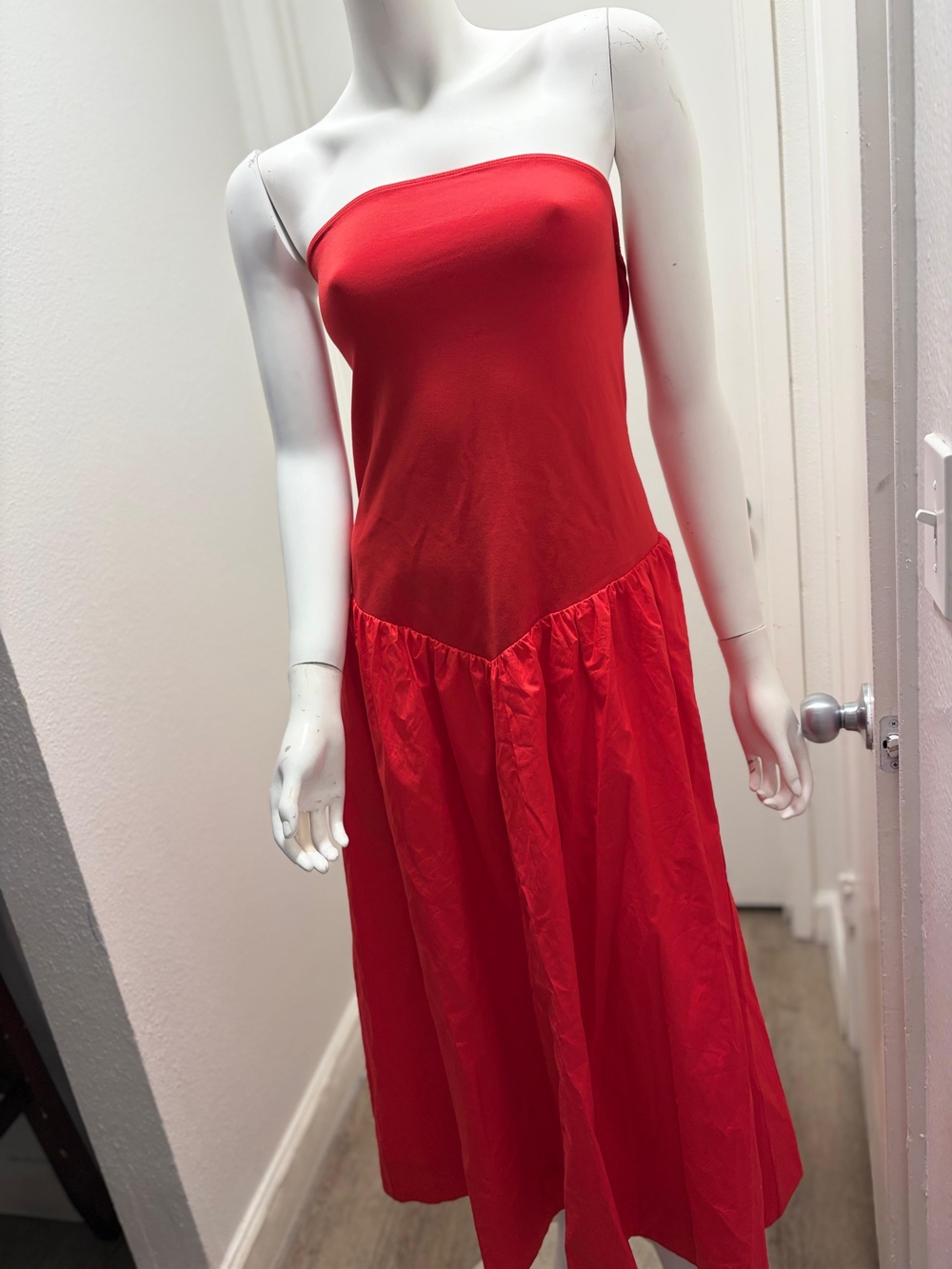 a new day Strapless Red Midi Dress